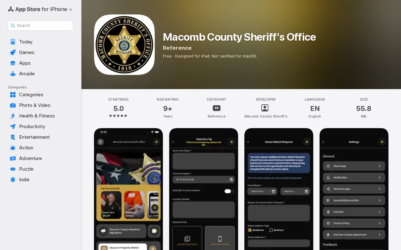 Official Macomb County Sheriff app listing