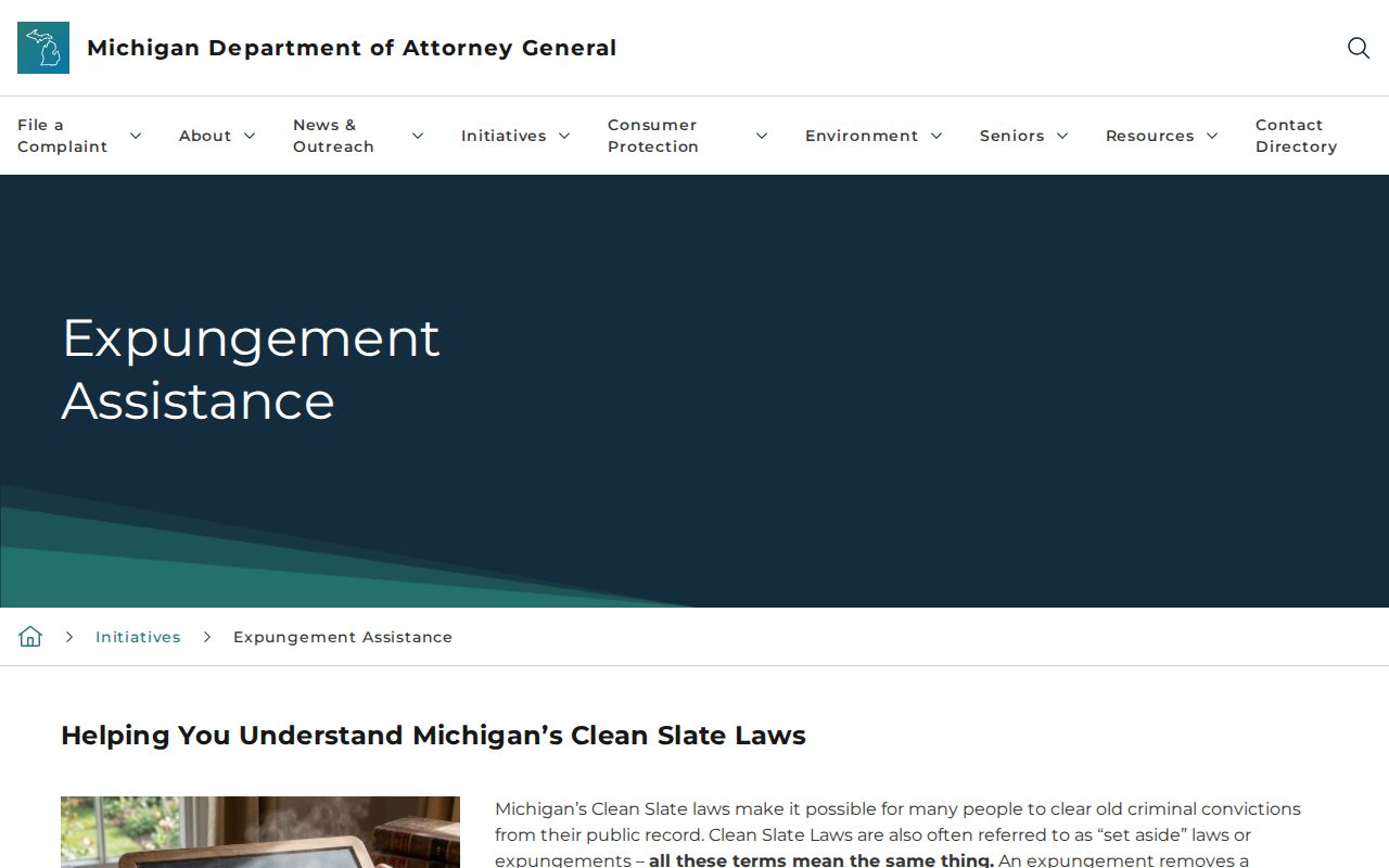 Michigan expungement and set-aside assistance page